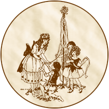 Picture of Three Girls and a Boy with a May Pole